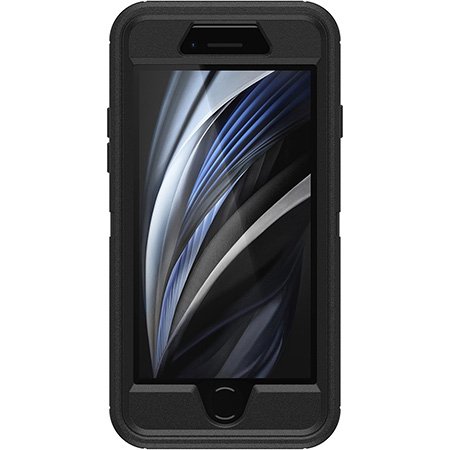 OtterBox Black Phone case with Northern Iowa Panthers Primary Logo on Repeating Wordmark Background