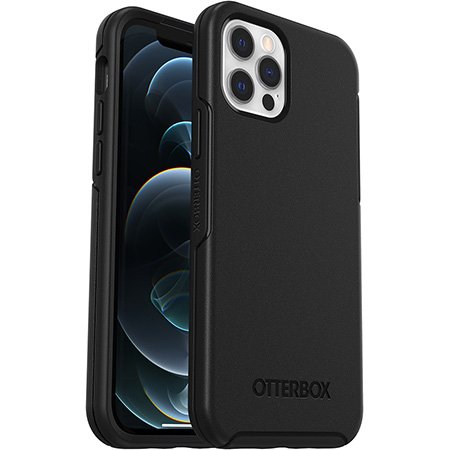 OtterBox Black Phone case with James Madison Dukes Tide White Marble Background